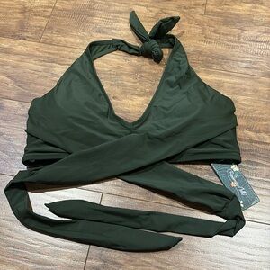 Army green padded bikini top